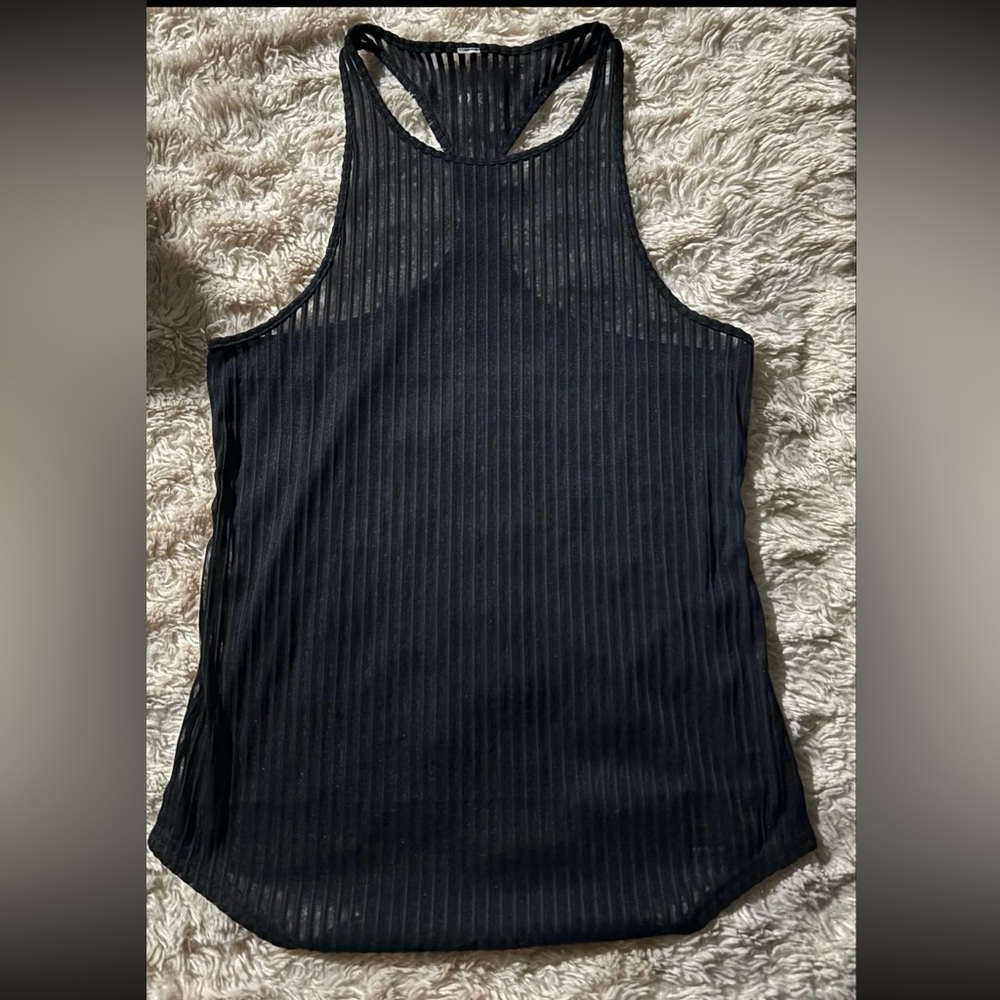 Alo Yoga Black Sleeveless See through Women's Top